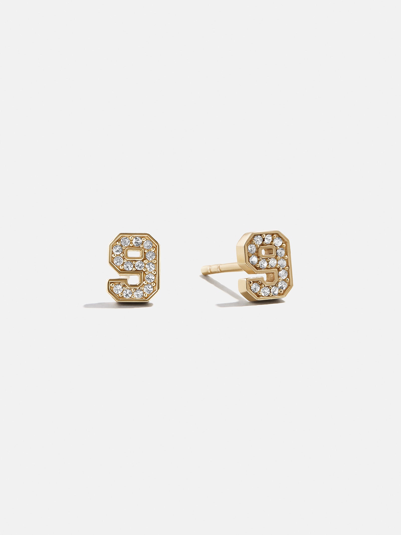 Varsity Number Custom Stud Earrings - Gold Single Digit