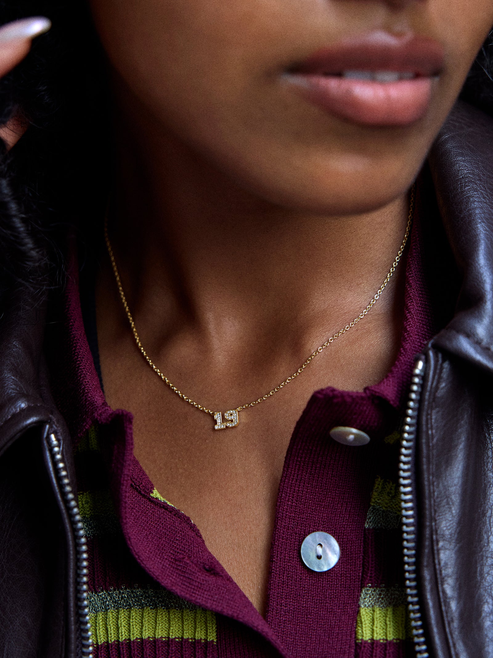 Varsity Gold/Pav?? Number Custom Necklace - One Gold Station - Image 4