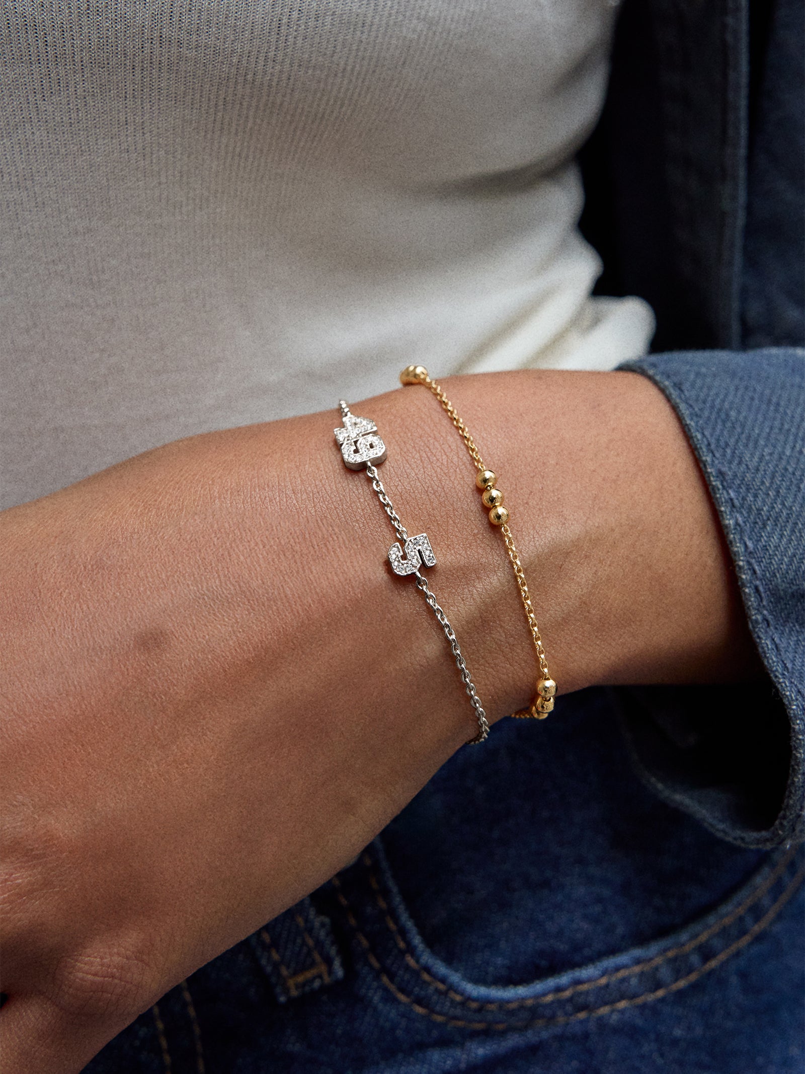 Varsity Number Custom Bracelet - One Silver Station - Image 2