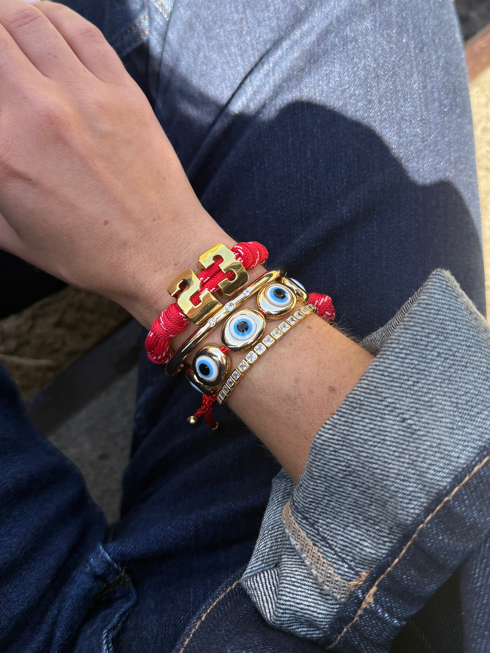 Knotty Varsity Number Custom Bracelet - Cherry Red Double Digit - Image 3