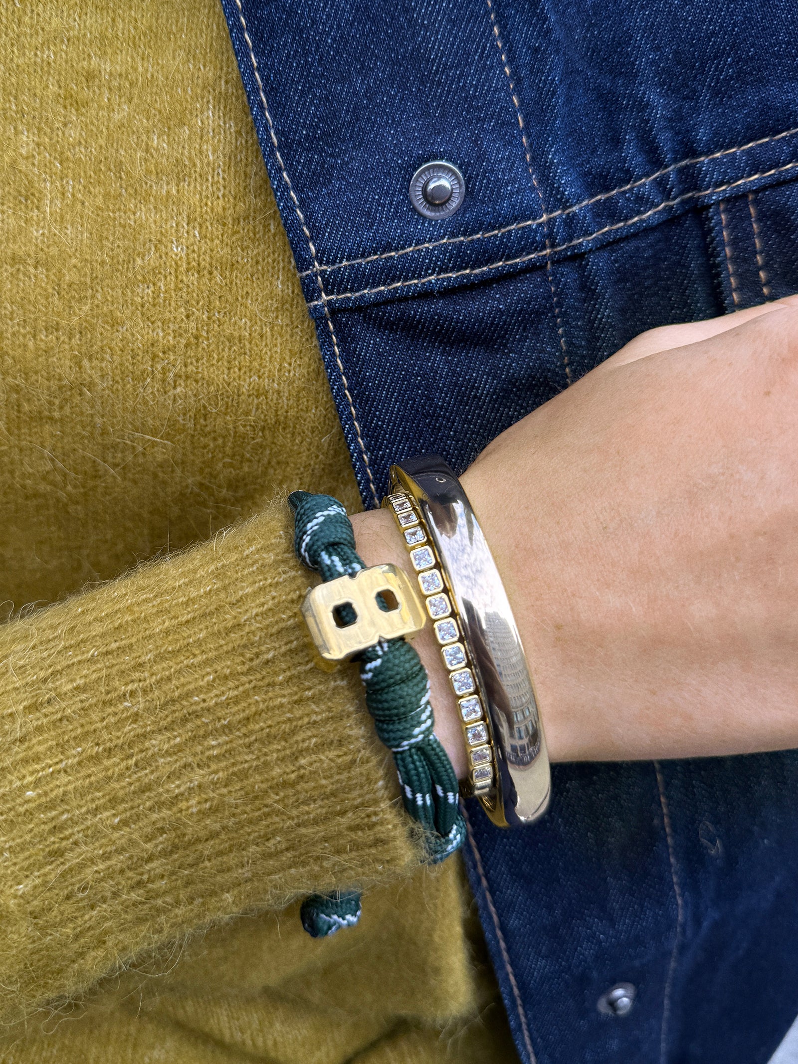Knotty Varsity Number Custom Bracelet - Dark Green Single Digit - Image 5