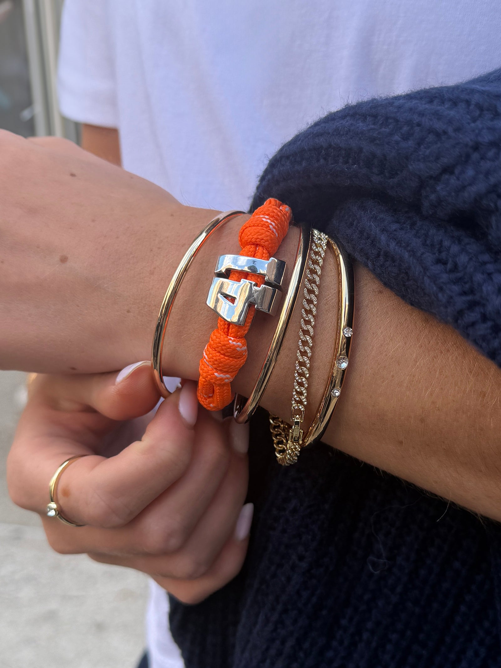 Knotty Varsity Number Custom Bracelet - Tangerine Single Digit - Image 2
