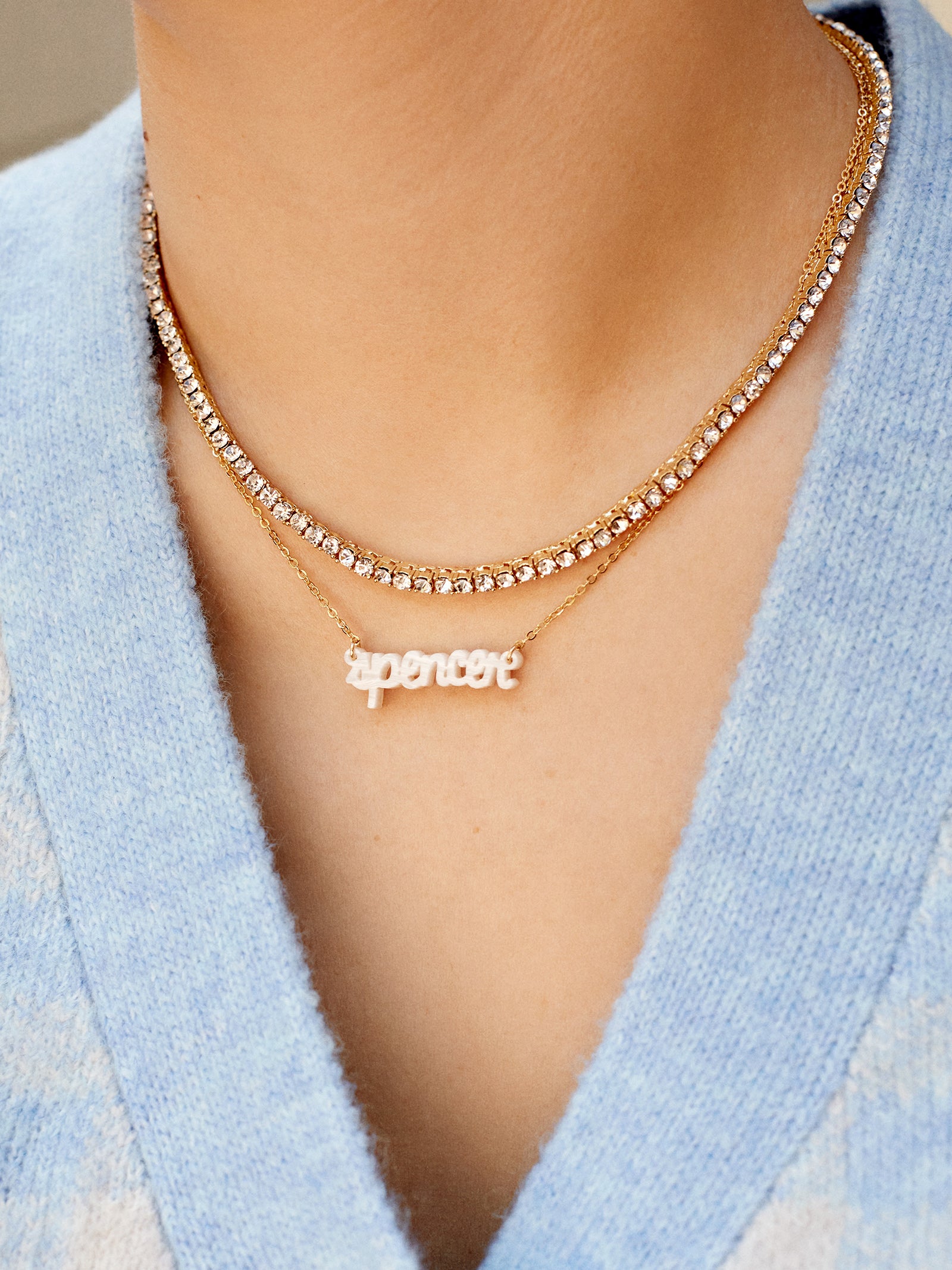 Acrylic Custom Nameplate Necklace - Gold - Image 4