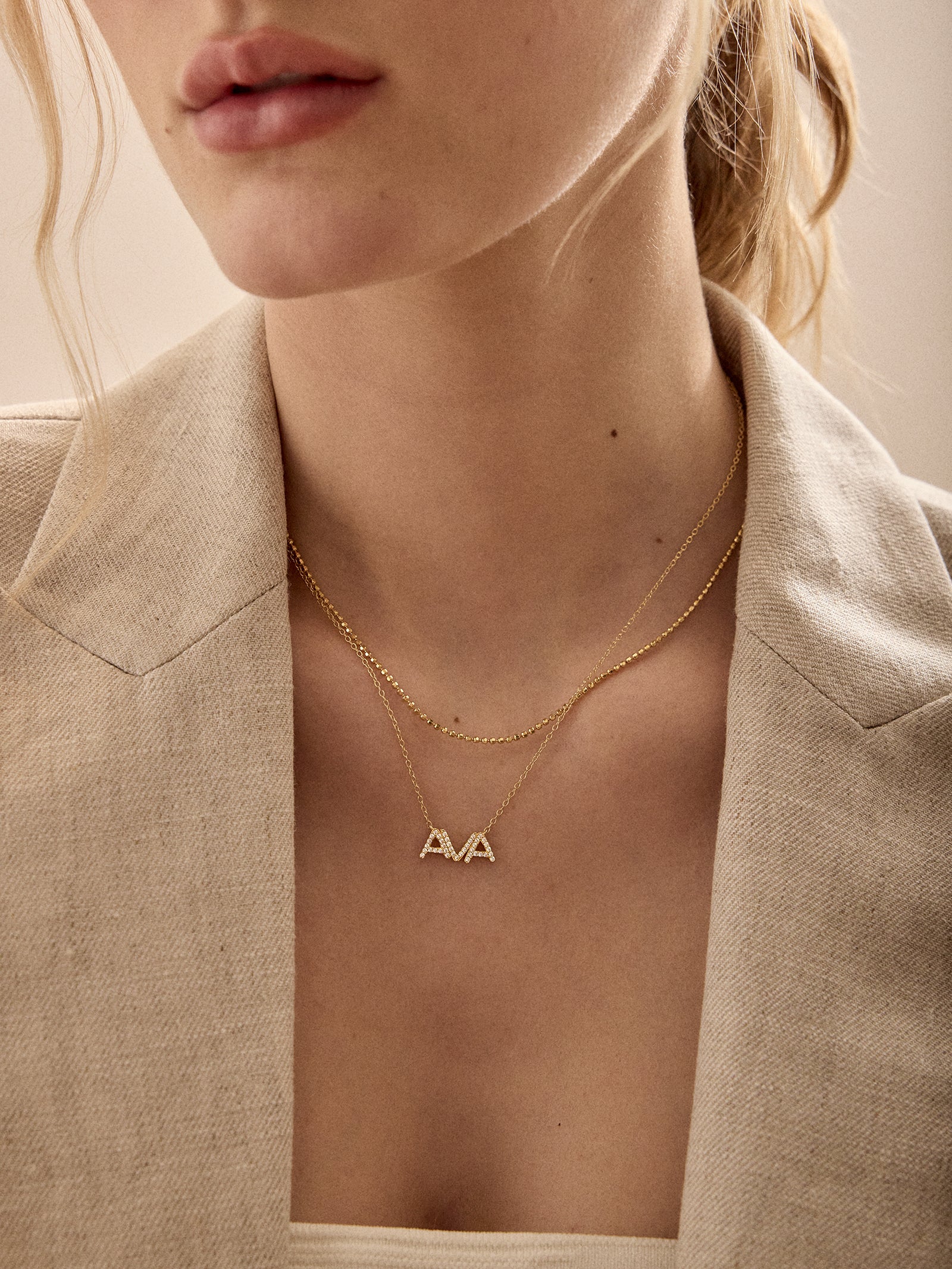 18K Gold Custom Nameplate Necklace - Organic - Image 6