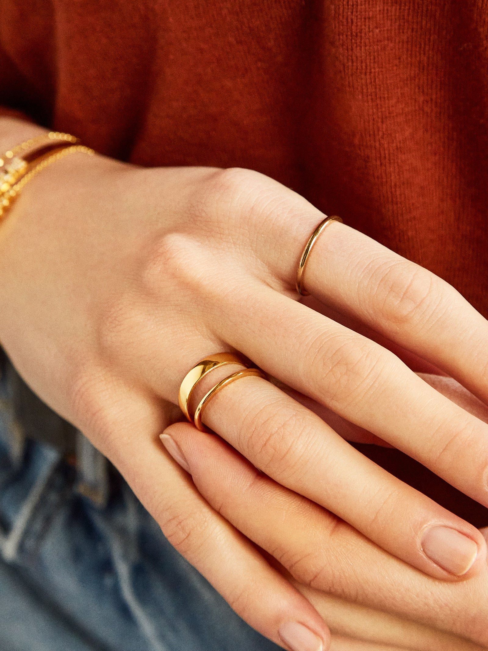 Tris 18K Gold Ring Set - Gold - Image 5