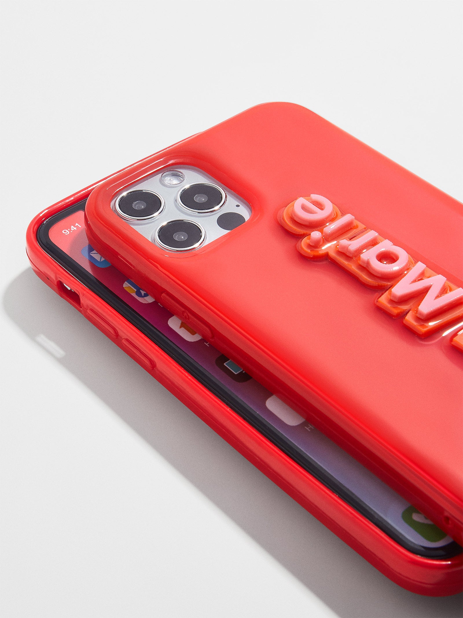 Block Font Custom iPhone Case - Bright Red/Pink - Image 4