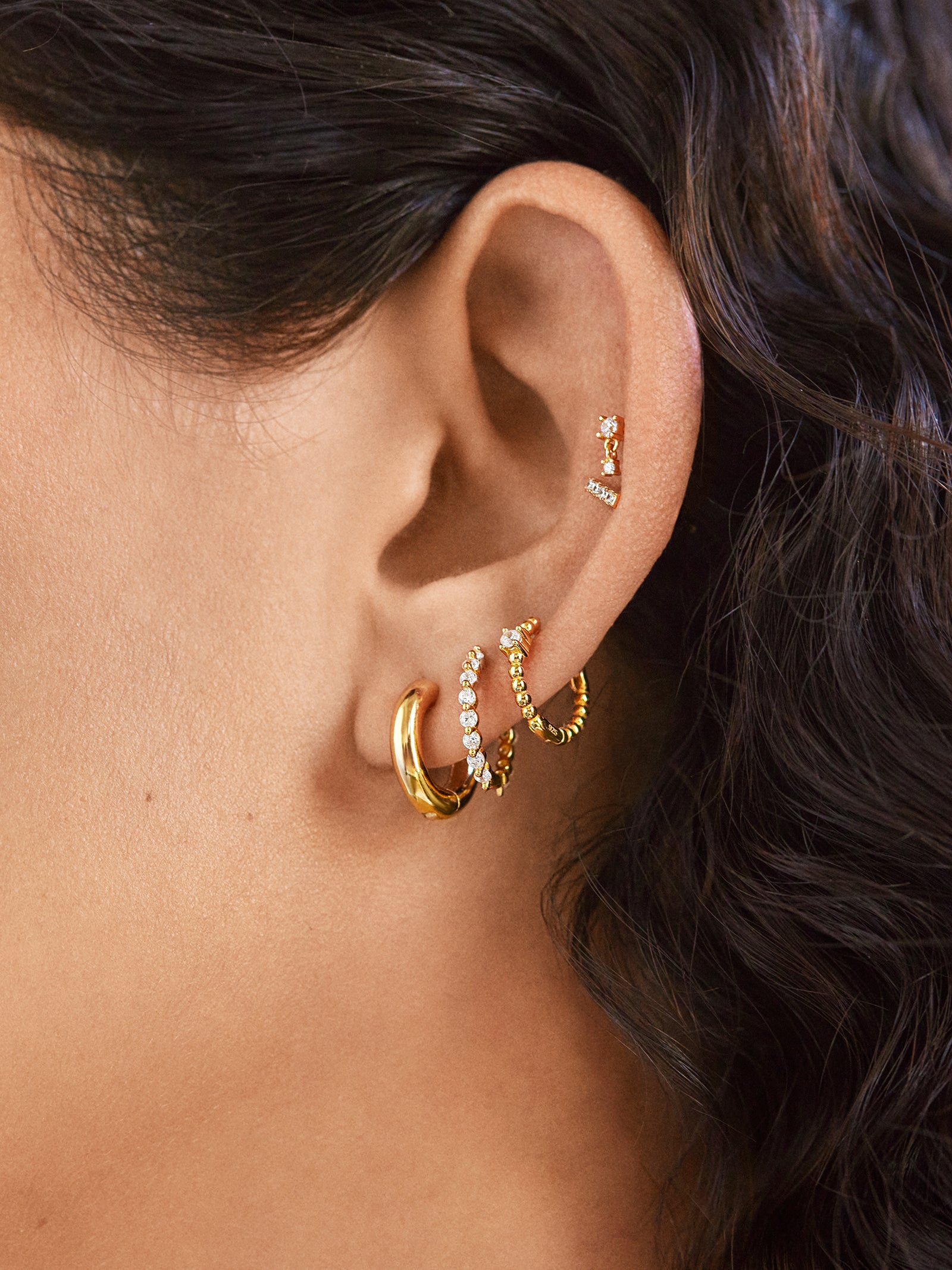 Lauren 18K Gold Earring Set - Gold/Pav?? - Image 2