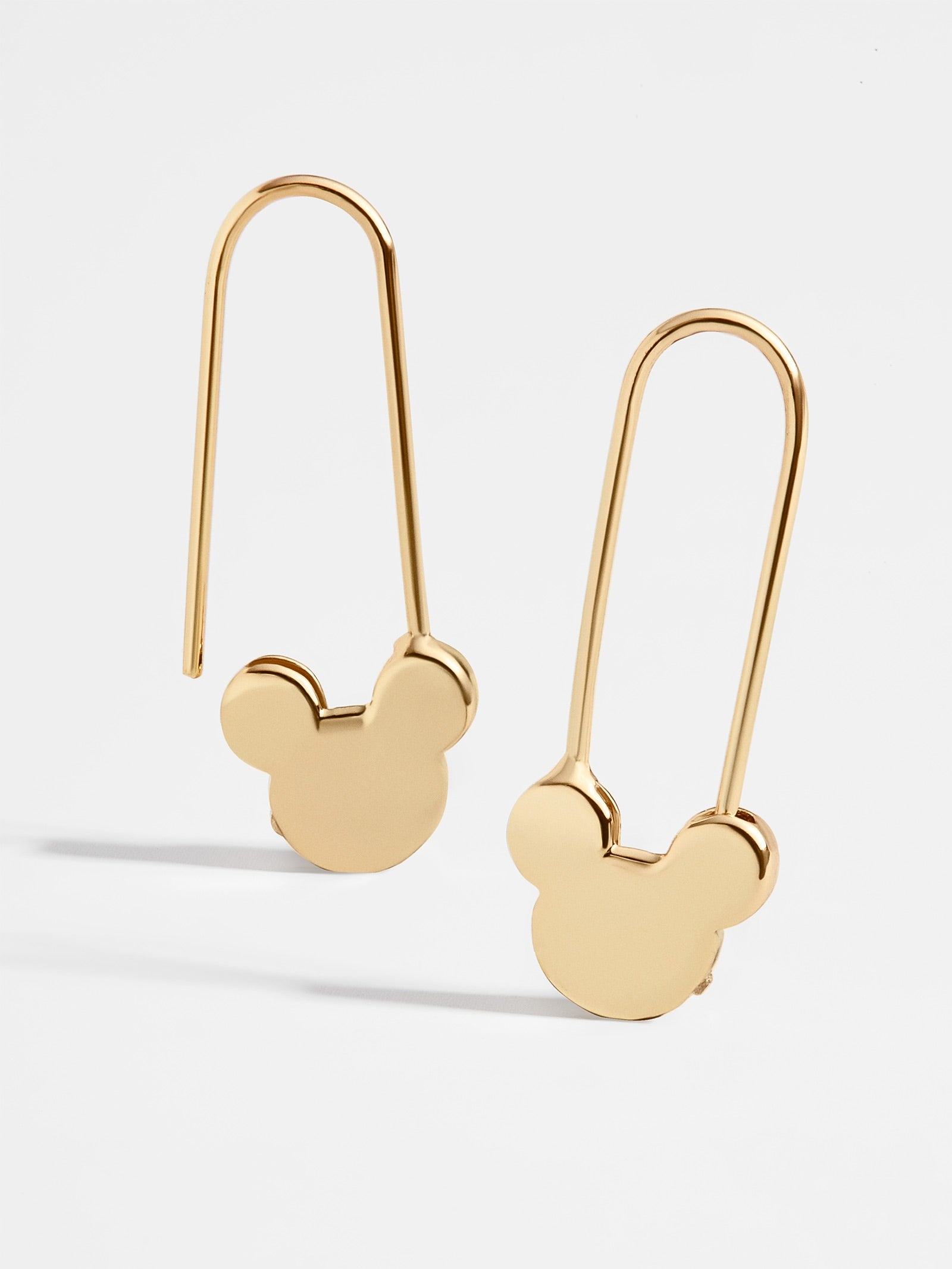 Mickey Mouse Disney 18K Gold Sterling Silver Safety Pin Earrings - Gold - Image 3