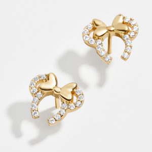 Minnie Mouse Disney 18K Gold Plated Sterling Silver Disney Earrings - Gold/Pav??