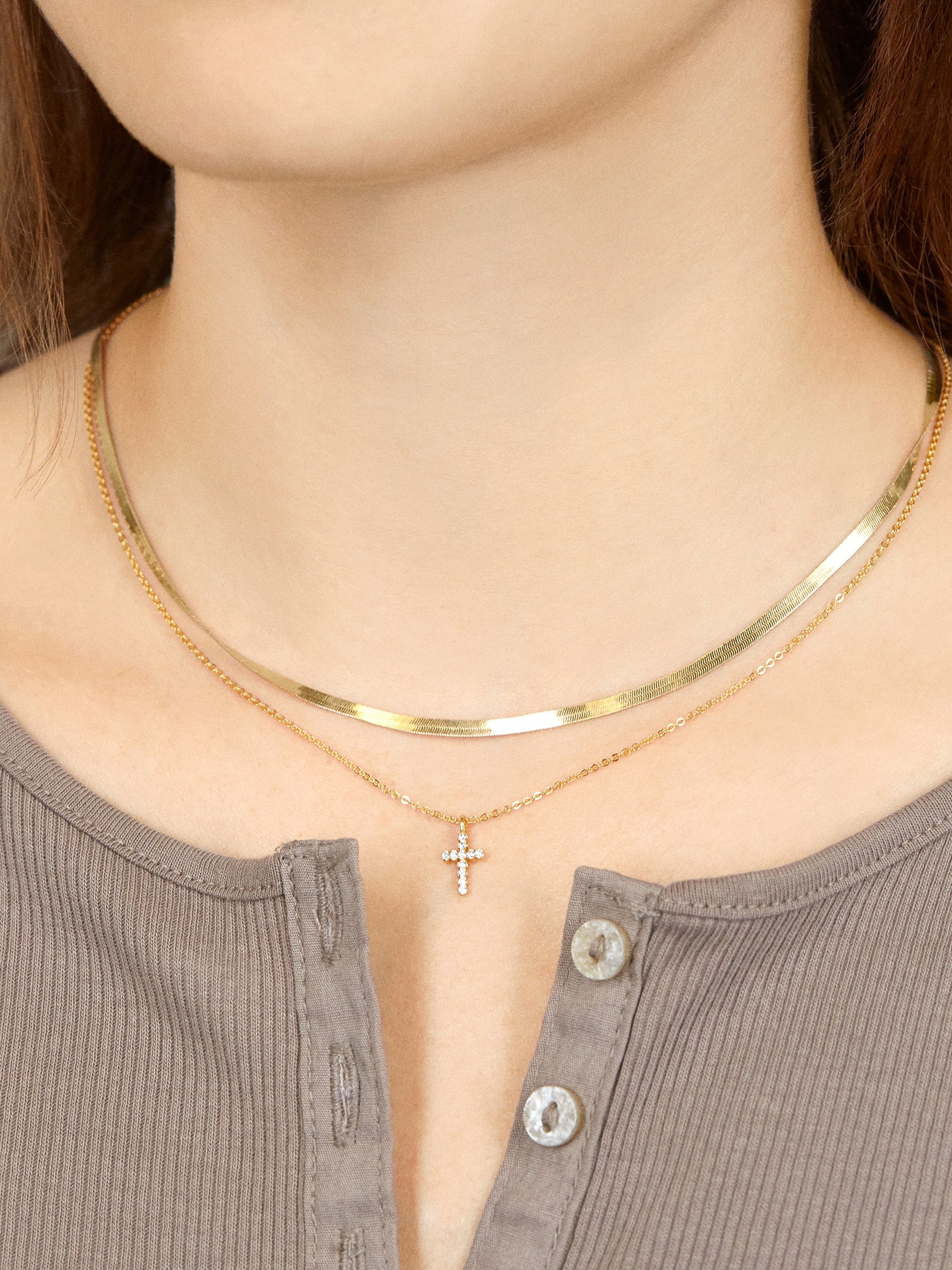 Agape 18K Gold Necklace - Gold/Pav?? - Image 2