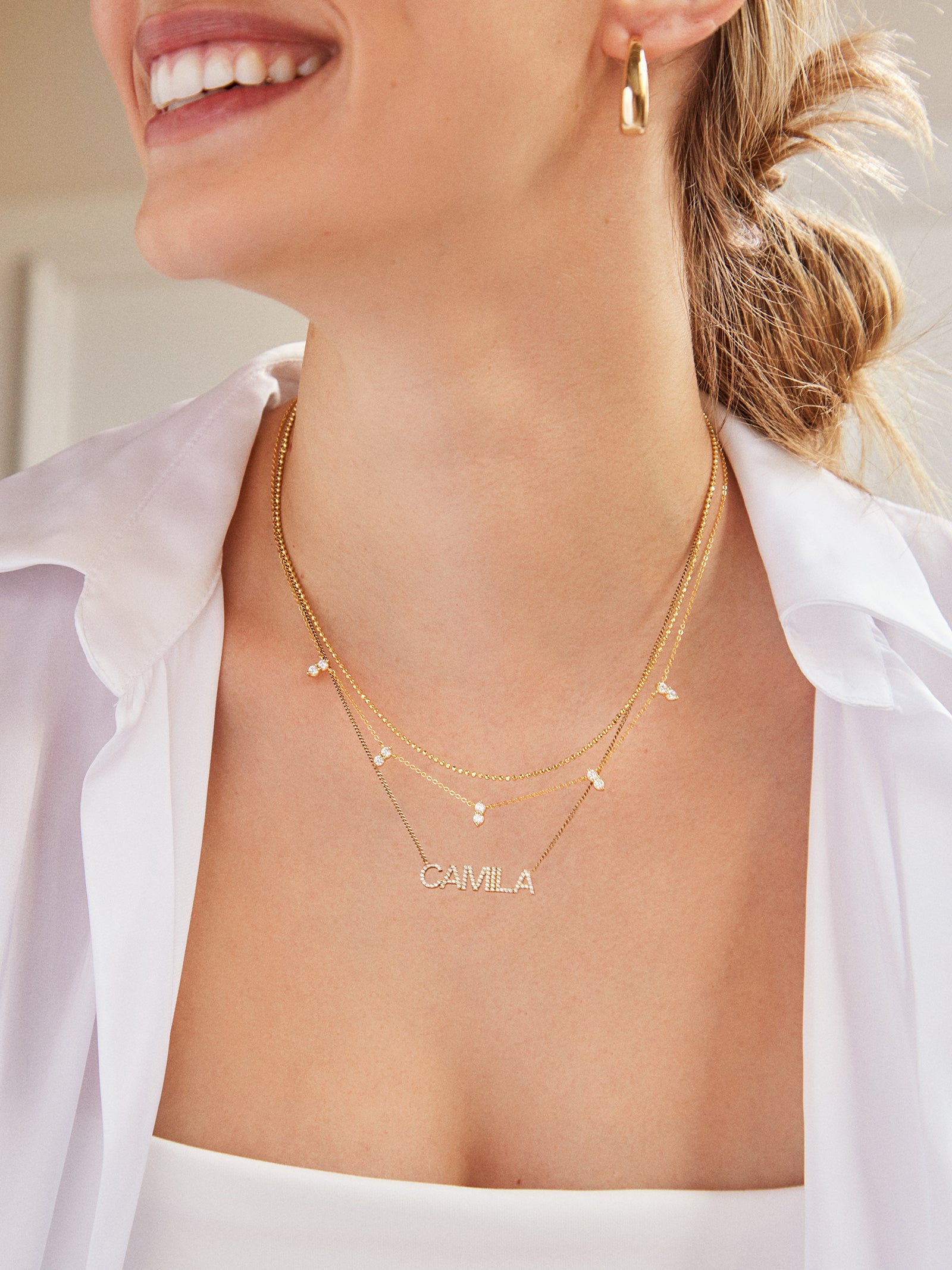 18K Gold Custom Nameplate Necklace - Block - Image 2