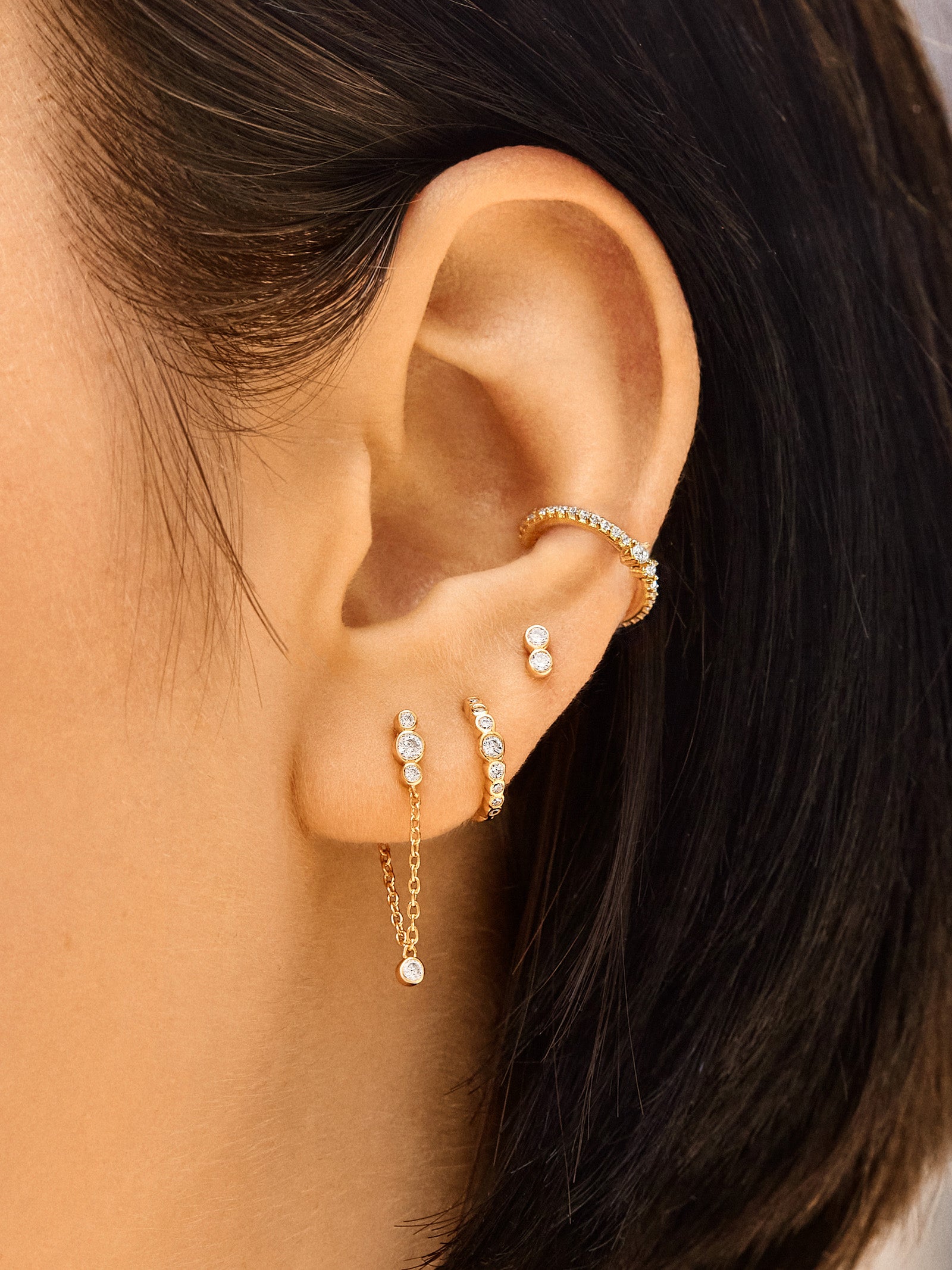 Lexi 18K Gold Earring Set - Gold/Pav?? - Image 2
