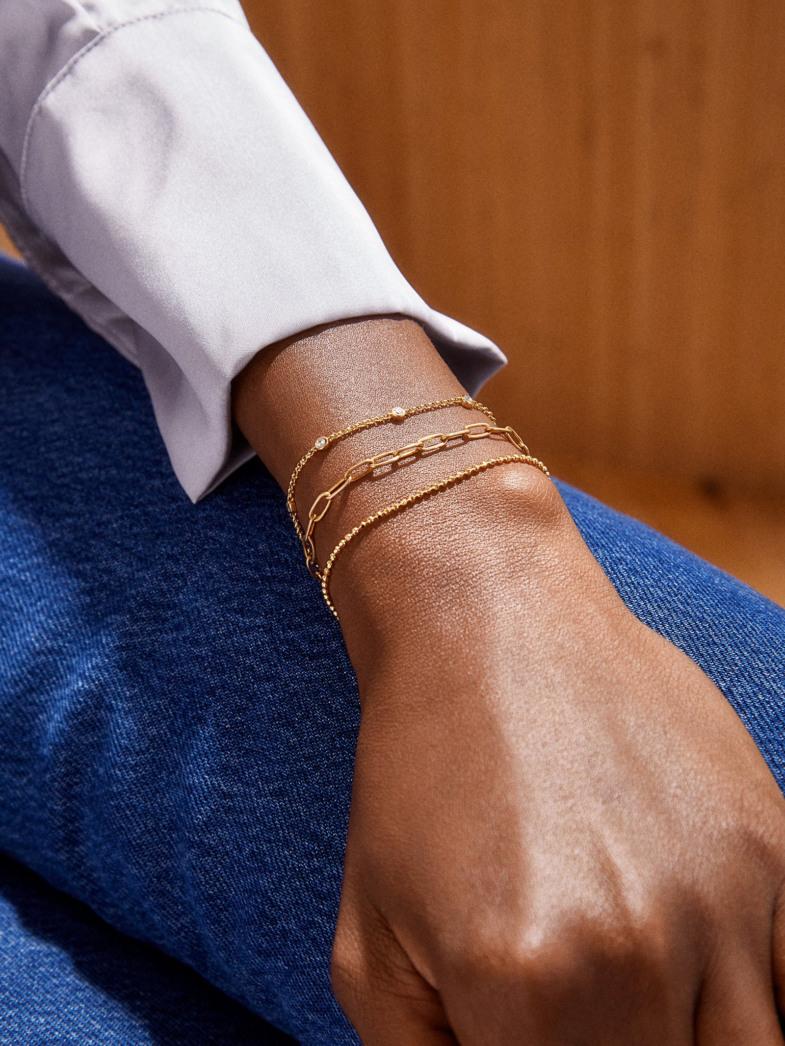 Yasmine 18K Gold Birthstone Bracelet - Crystal - Image 2