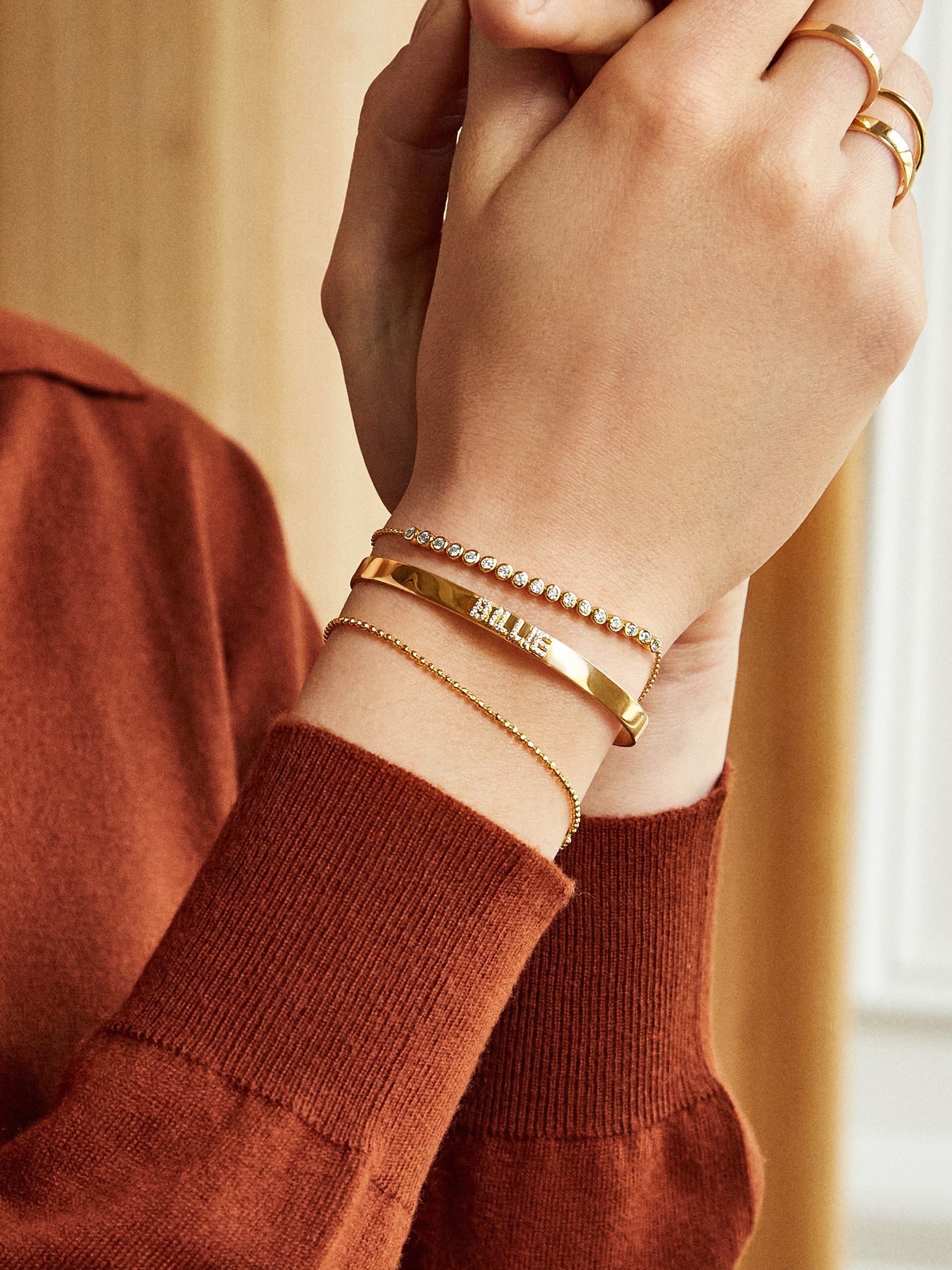 Sophie 18K Gold Tennis Bracelet - Gold/Pav?? - Image 2