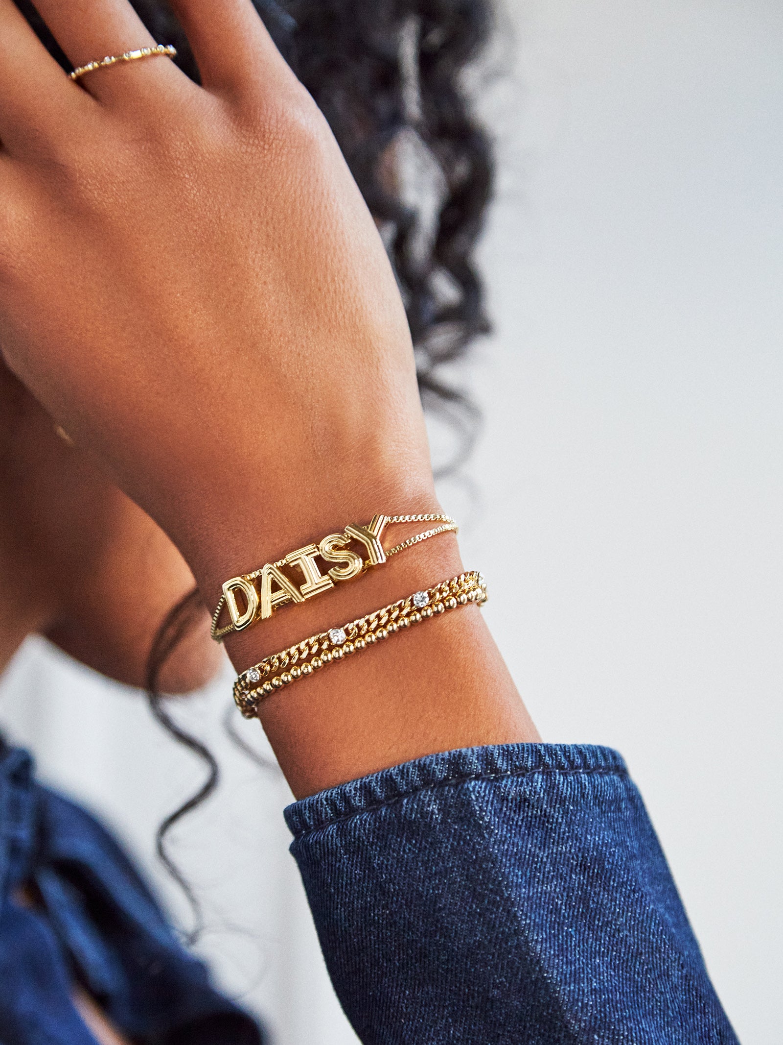 Retro Slider Custom Bracelet - Etched Gold - Image 2