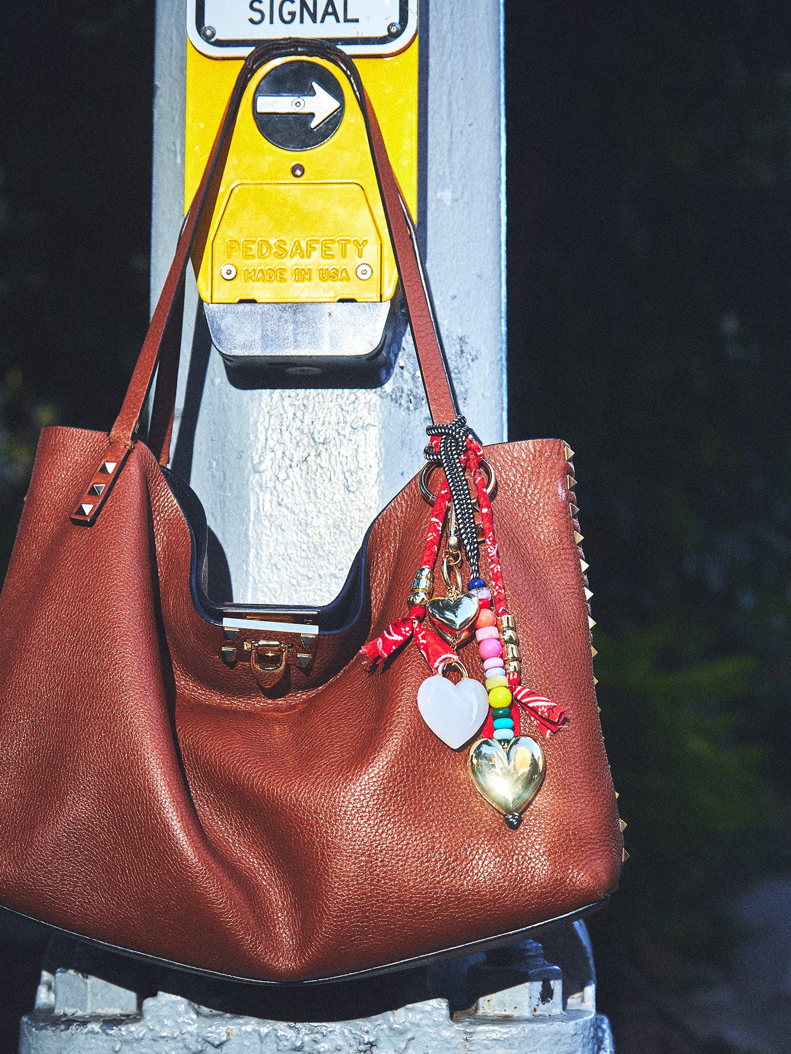 Braided Bandana Bag Charm - Red - Image 2