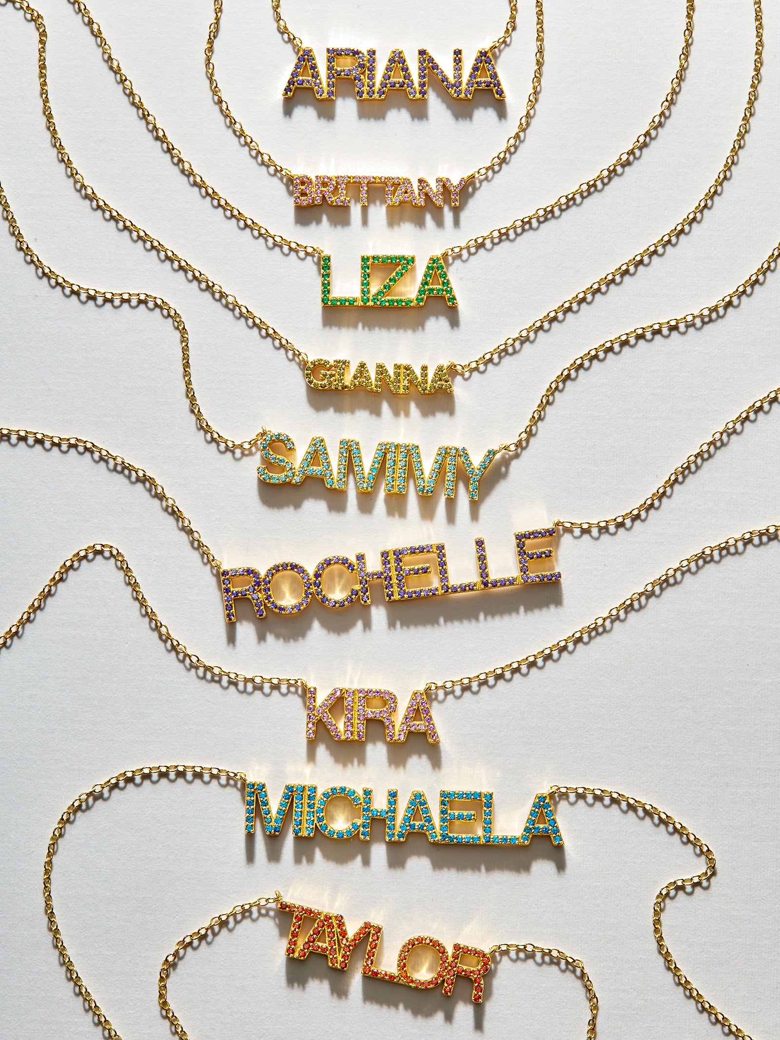 18K Gold Birthstone Custom Nameplate Necklace - Rose - Image 9