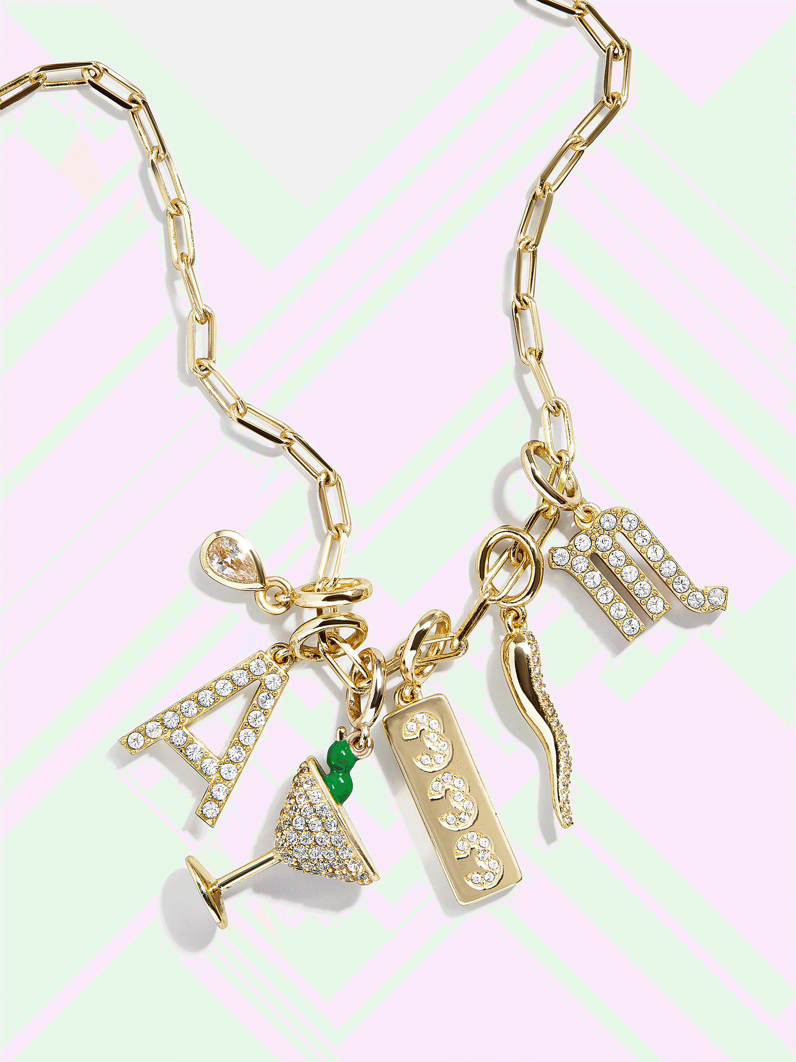 Semi-Precious Cluster Charm Necklace Base - Chrysoprase Chain