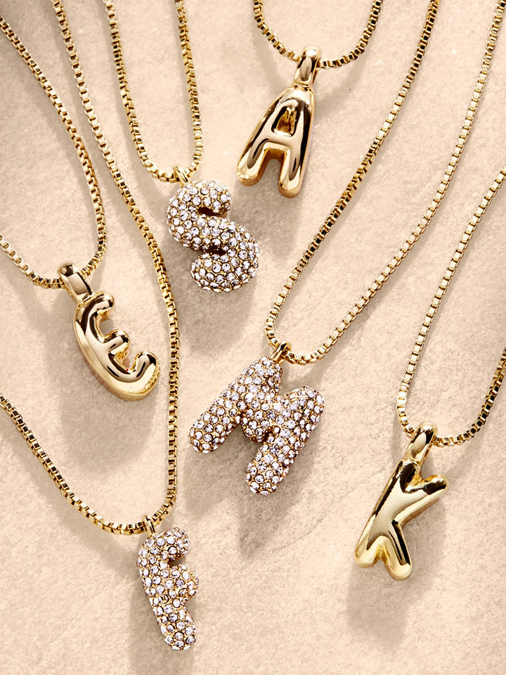 Gwen Mini Bubble Initial Necklace - Gold - Image 32