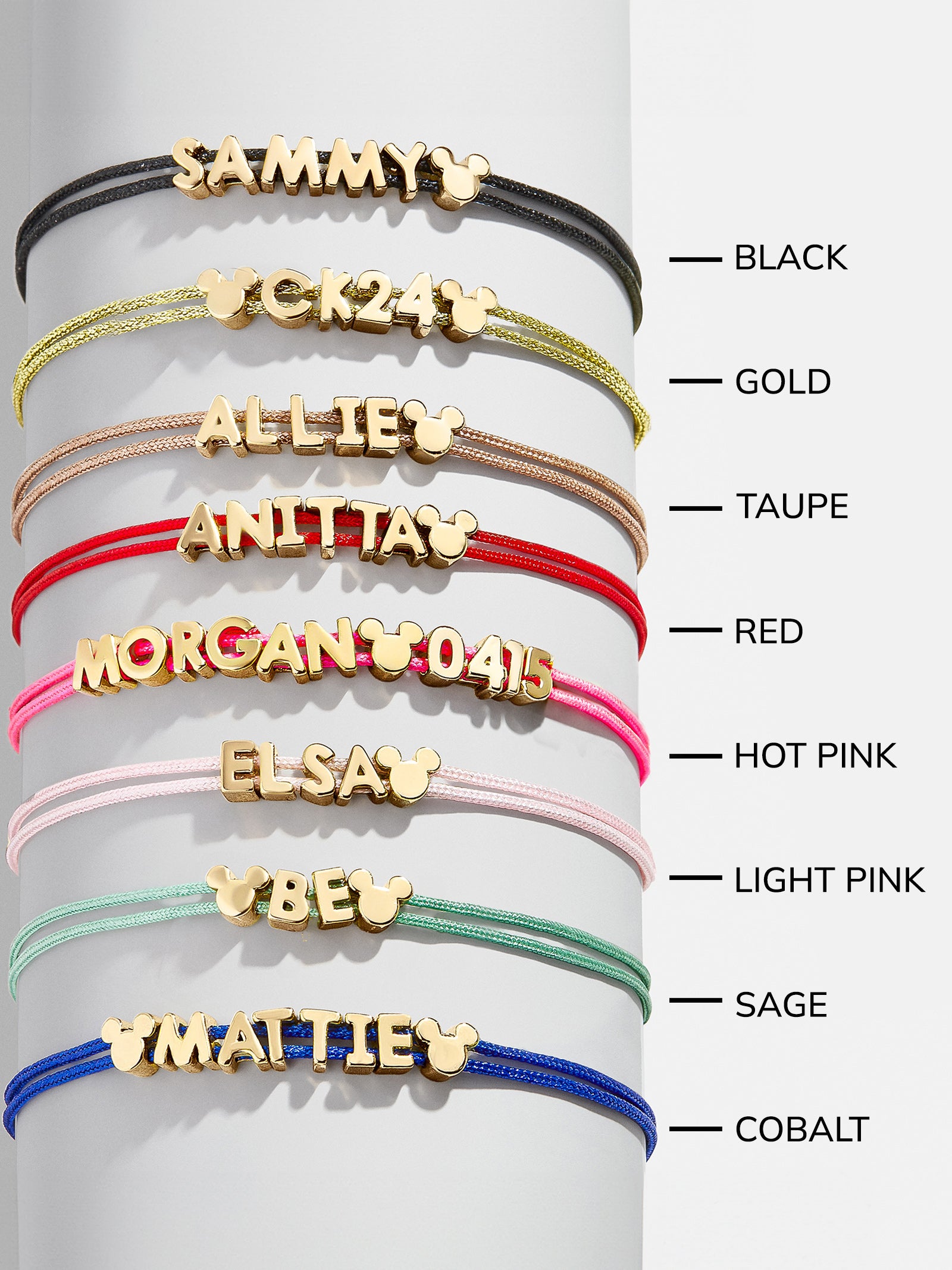 Disney Mickey Mouse Custom Cord Bracelet - Light Pink - Image 6
