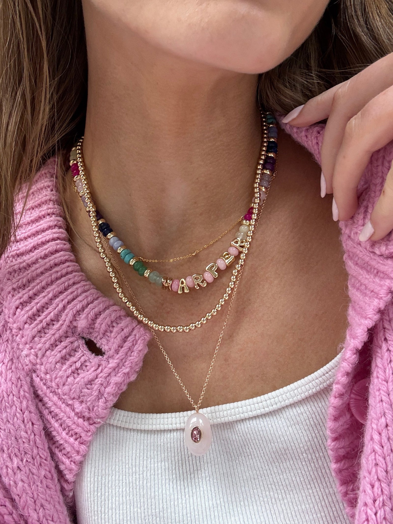 Semi-Precious Custom Bubble Necklace - Semi-Precious Bubble - Image 2