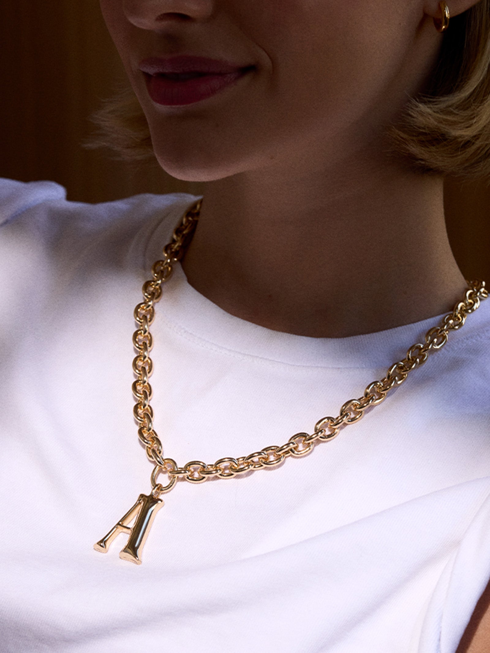Chunky Charm Initial Necklace - Gold - Image 2