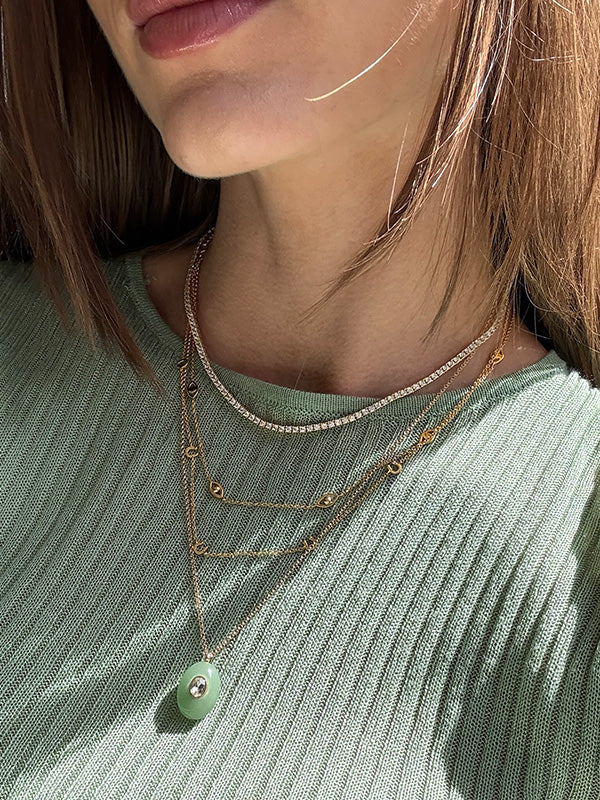 Aura Semi-Precious Pendant Necklace - Green - Image 2
