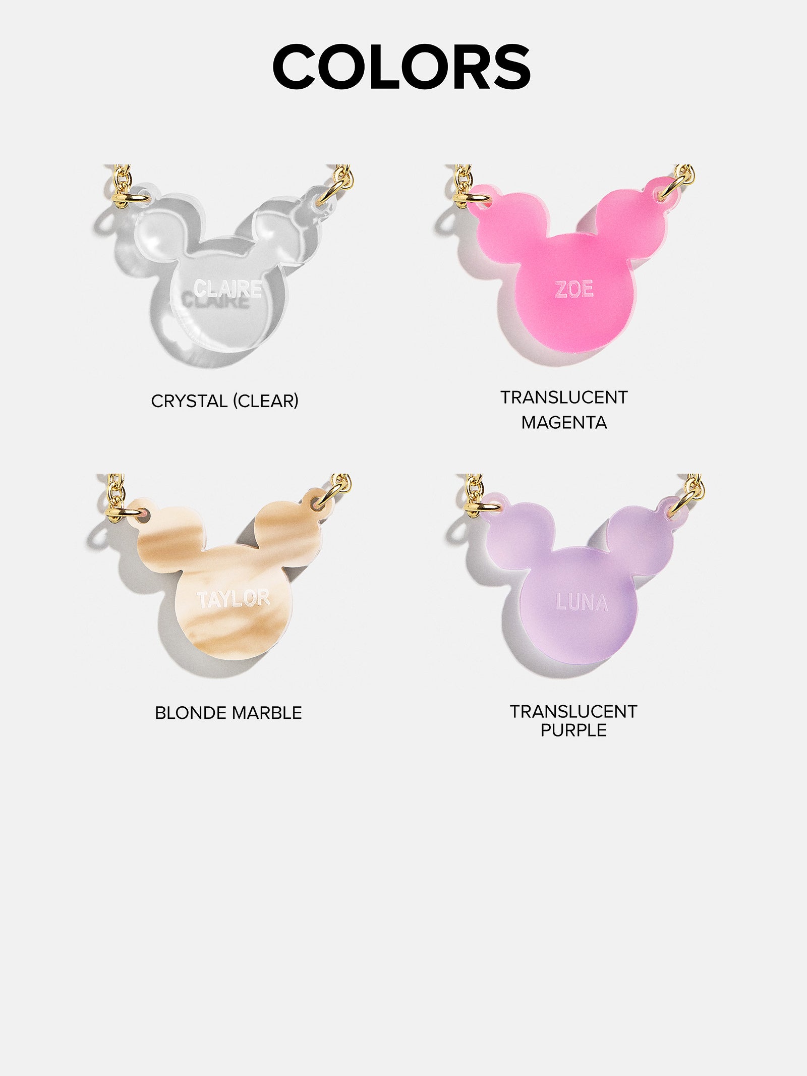 Disney Mickey Mouse Acrylic Custom Necklace - Blonde Marble - Image 3