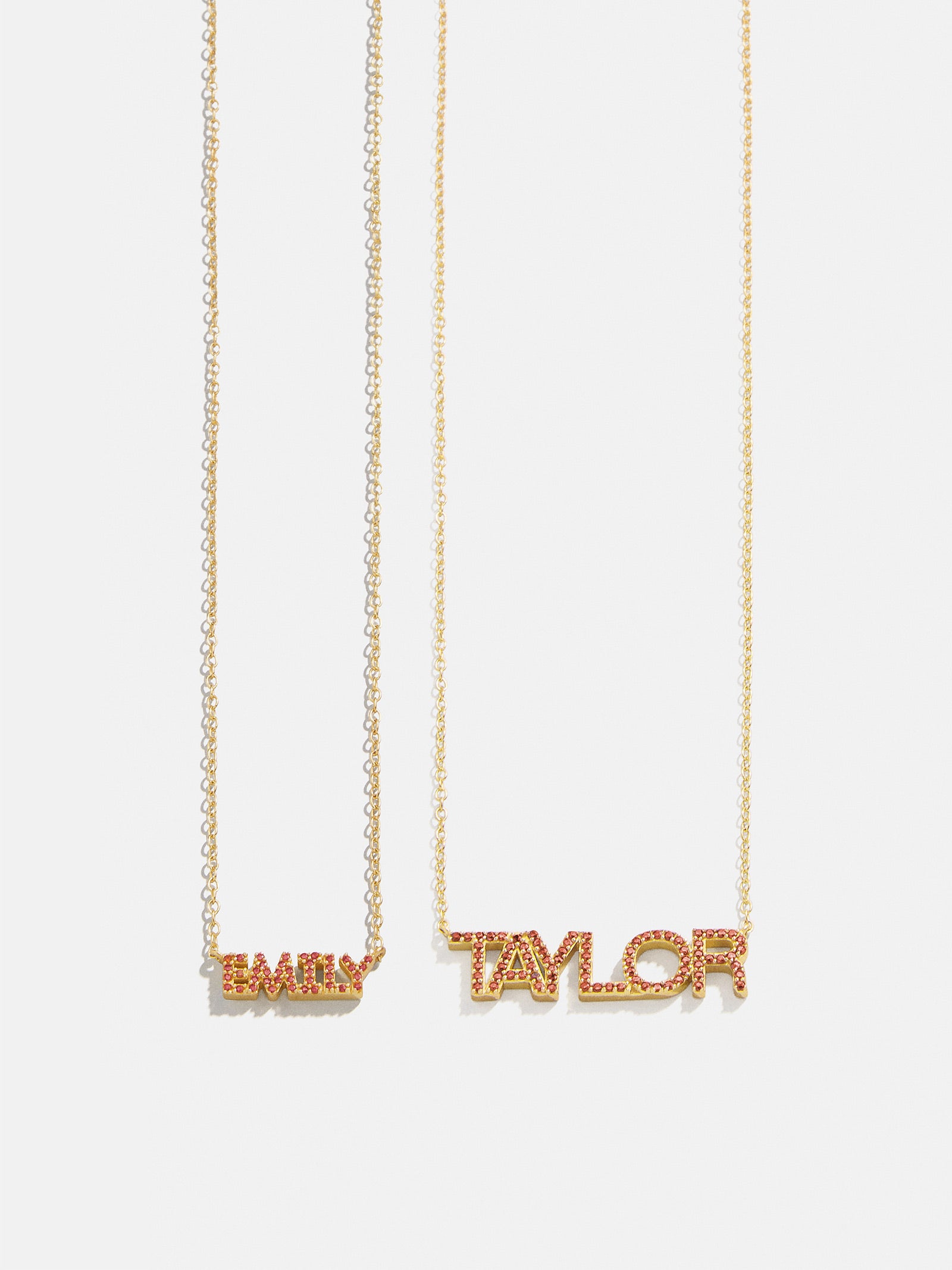 18K Gold Birthstone Custom Nameplate Necklace - Garnet