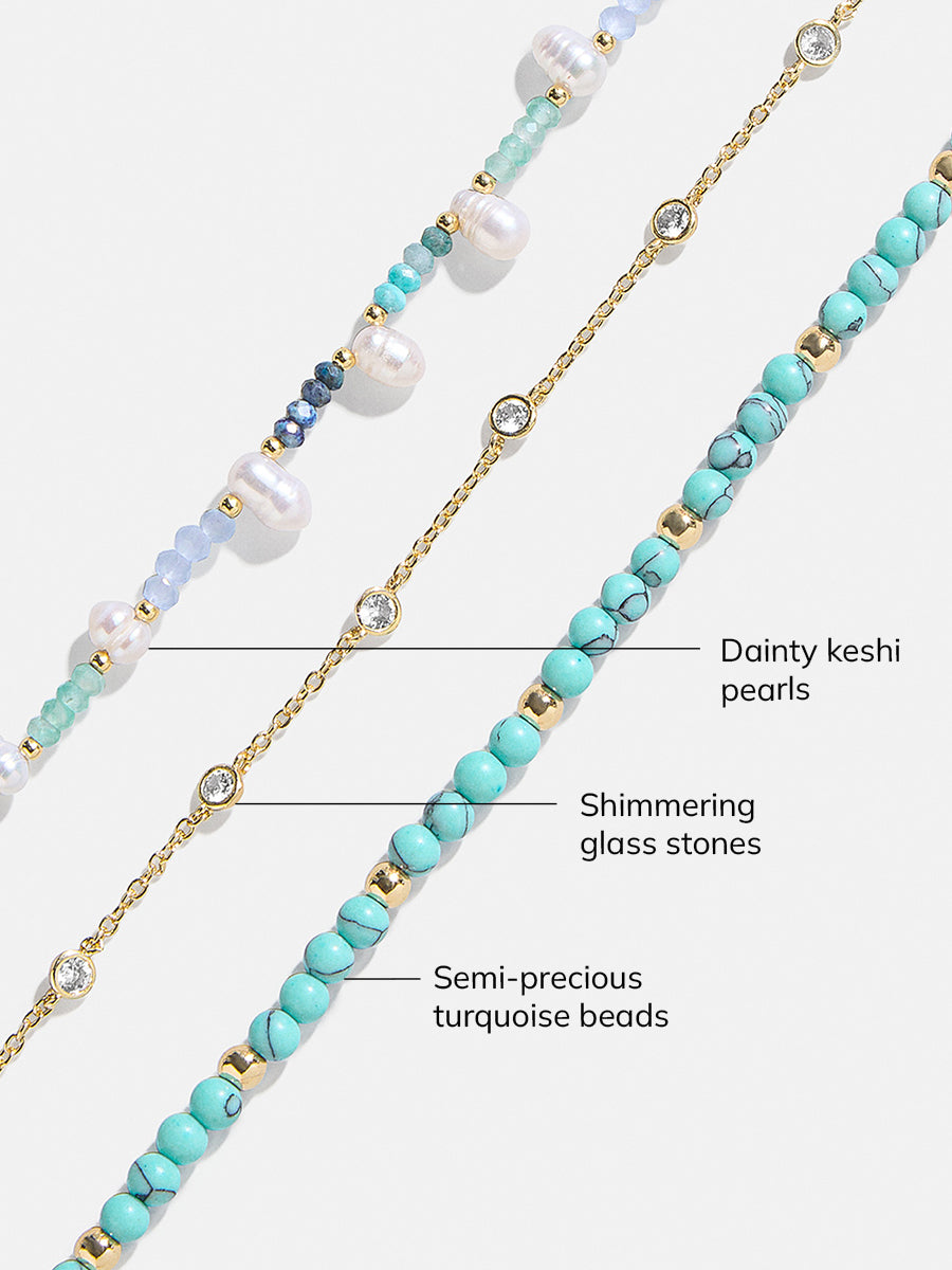 Rowan Semi-Precious Layered Necklace - Gold/Blue - Image 5