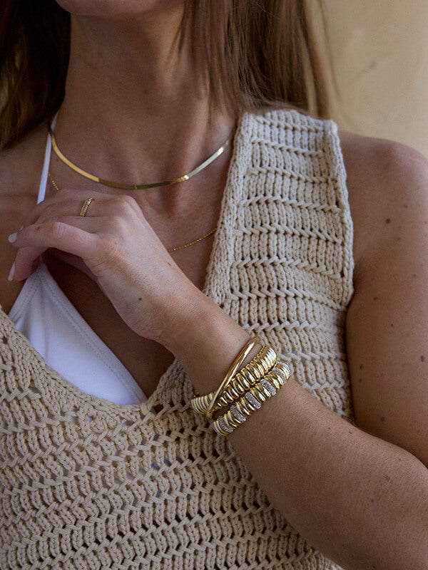 Keira Ribbed Bracelet - Gold/Pav?? - Image 2